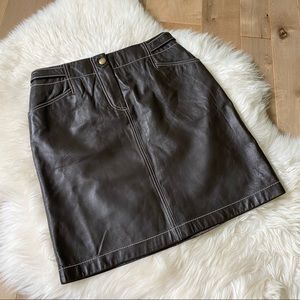 MICHAEL KORS BROWN LEATHER SKIRT
